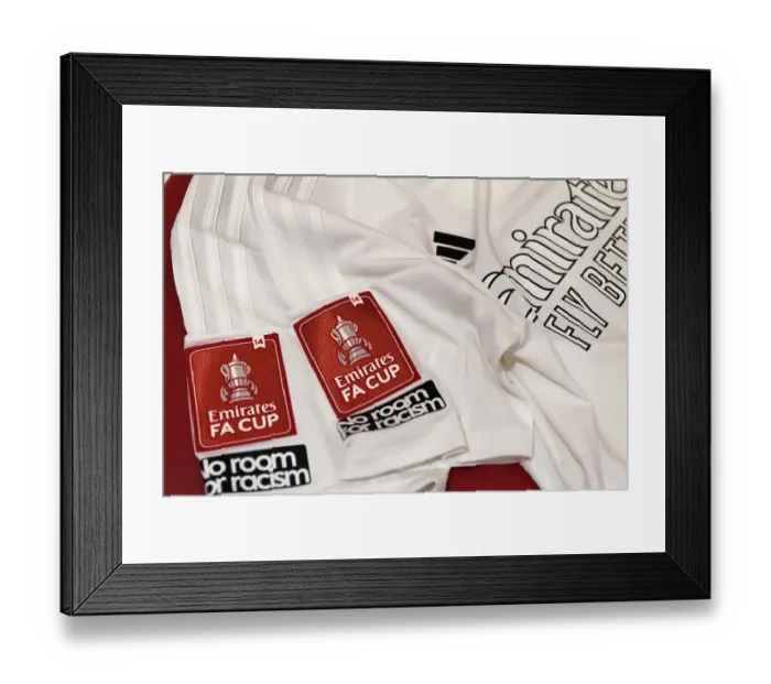 Framed Print : Arsenal Stands Against Racism and Violence: All-White Kit for FA Cup Match vs. Liverpool