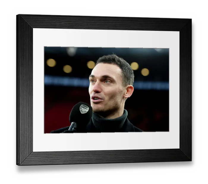 Framed Print : Arsenal in White: Thomas Vermaelen Speaks Ahead of FA Cup Showdown with Liverpool in No More Red Campaign