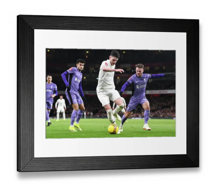 Framed Print : Arsenal's White Wave: Battle for Possession against Liverpool in FA Cup Match - No More Red: Arsenal's Unified Stand against Knife Crime