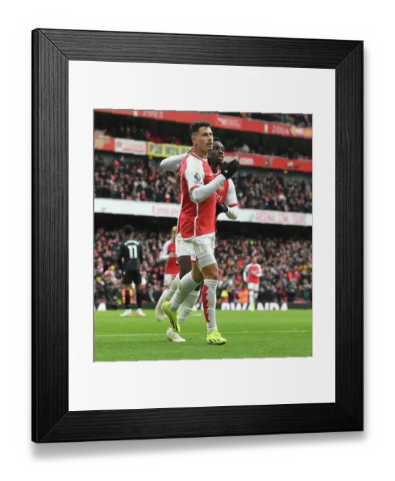 Framed Print : Arsenal's Martinelli and Nketiah: Celebrating Four Goals Against Crystal Palace (2023-24) Framed Print : Arsenal's Martinelli and Nketiah: Celebrating Four Goals Against Crystal Palace (2023-24)