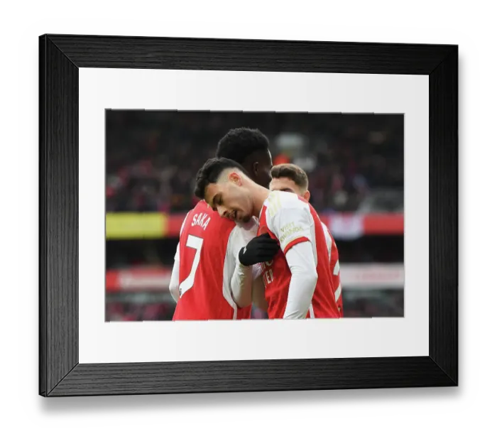 Framed Print : Arsenal's Martinelli and Saka Celebrate Historic Fourth Goal Against Crystal Palace (2023-24) Framed Print : Arsenal's Martinelli and Saka Celebrate Historic Fourth Goal Against Crystal Palace (2023-24)