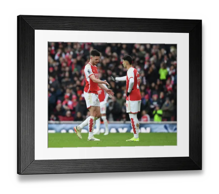 Framed Print : Arsenal: Declan Rice Congratulates Gabriel Martinelli After Substitution vs Crystal Palace (2023-24)
