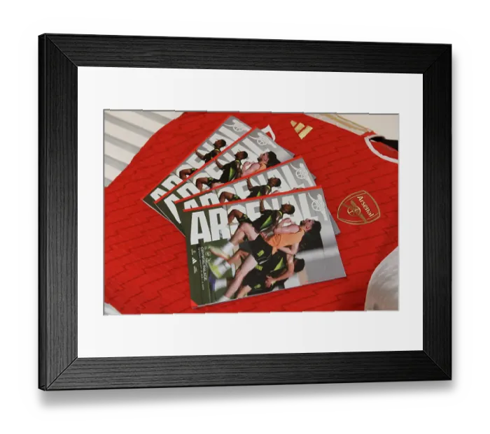 Framed Print : Arsenal Dressing Room: Match Programs Before Arsenal vs. Crystal Palace (2023-24)