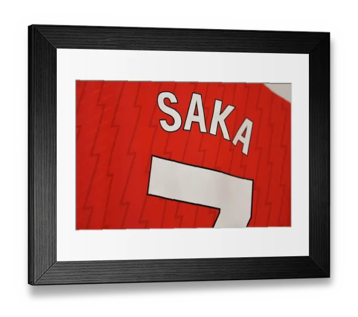 Framed Print : Bukayo Saka's Arsenal Jersey in Arsenal Dressing Room Before Arsenal vs Crystal Palace (2023-24) Framed Print : Bukayo Saka's Arsenal Jersey in Arsenal Dressing Room Before Arsenal vs Crystal Palace (2023-24)