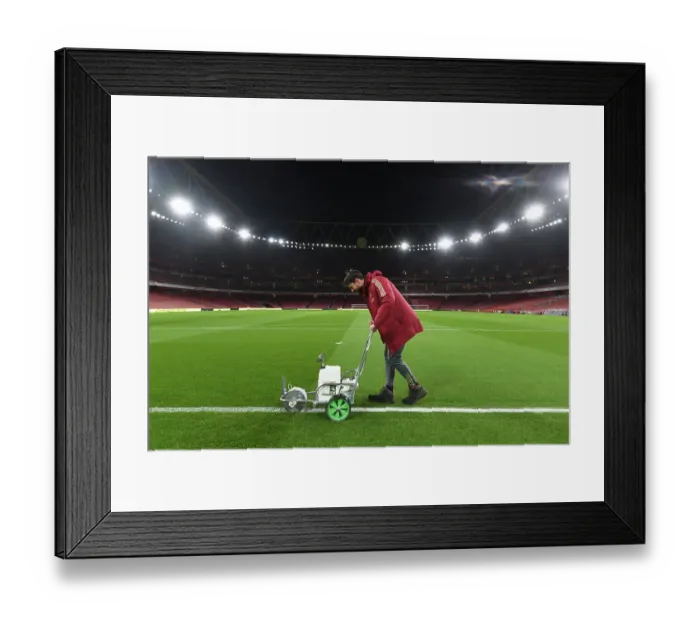 Framed Print : Arsenal vs Crystal Palace: Pre-Match Pitch Preparation at Emirates Stadium Framed Print : Arsenal vs Crystal Palace: Pre-Match Pitch Preparation at Emirates Stadium