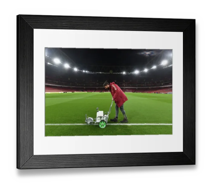 Framed Print : Arsenal vs Crystal Palace: Pre-Match Pitch Preparations at Emirates Stadium (2023-24)