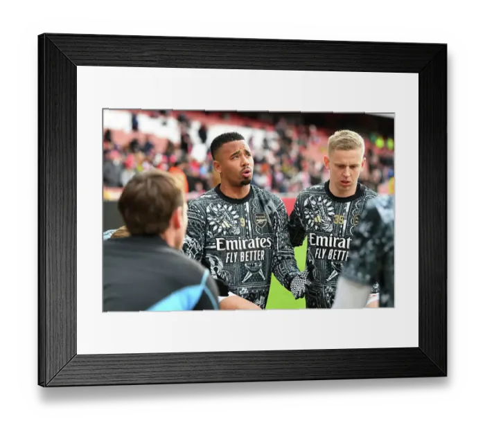 Framed Print : Gabriel Jesus Rallies Arsenal Team Before Arsenal vs. Crystal Palace (2023-24)