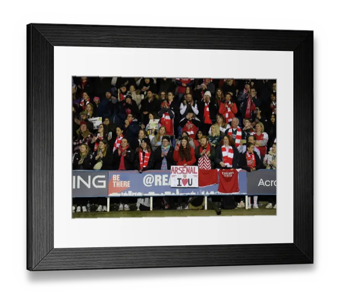 Framed Print : Arsenal Fans United: Supporting the Gunners in the FA Women's Continental Tyres League Cup Match against Reading