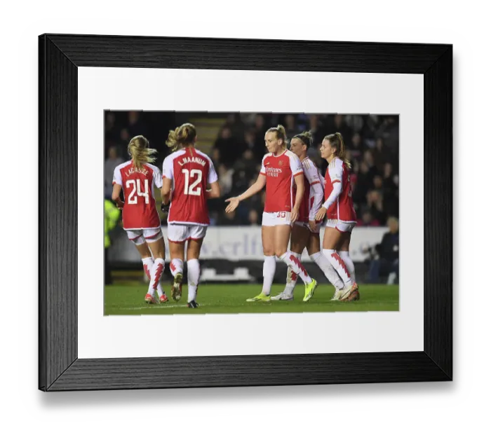 Framed Print : Arsenal Women Celebrate Stina Blackstenius's Goal: FA WSL Cup Victory Over Reading Framed Print : Arsenal Women Celebrate Stina Blackstenius's Goal: FA WSL Cup Victory Over Reading