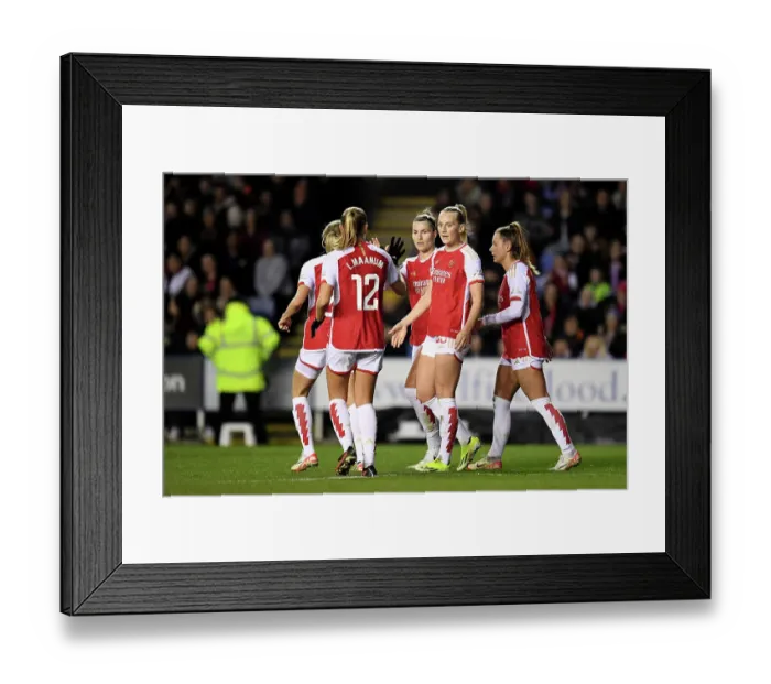Framed Print : Arsenal Women Celebrate Stina Blackstenius's Goal: FA WSL Cup Victory over Reading