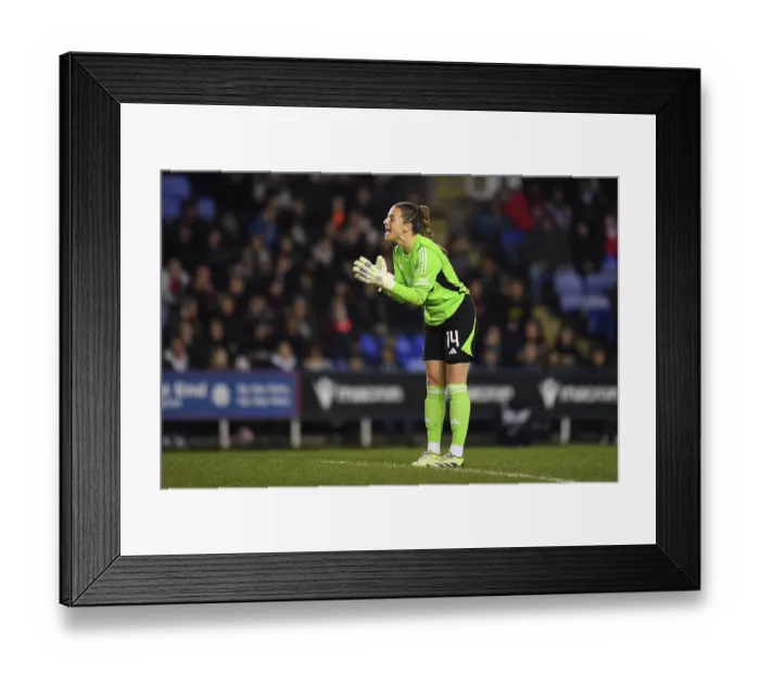 Framed Print : Arsenal Women vs. Reading: FA WSL Cup Showdown at Reading - Sabrina D'Angelo's Reaction