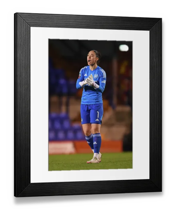 Framed Print : Arsenal's Manuela Zinsberger Reacts During Liverpool vs Arsenal Women's Super League Match