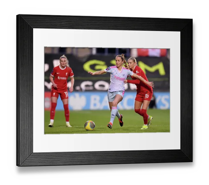 Framed Print : Intense Rivalry: Waelti vs. Lundgaard Battle in Liverpool Women vs. Arsenal Women's Super League Match Framed Print : Intense Rivalry: Waelti vs. Lundgaard Battle in Liverpool Women vs. Arsenal Women's Super League Match