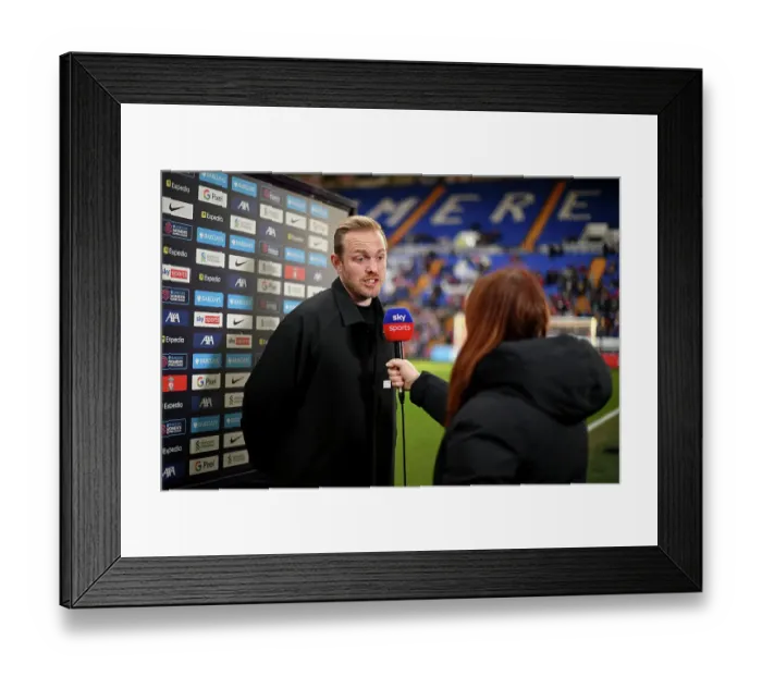 Framed Print : Arsenal's Jonas Eidevall Pre-Match Press Conference Ahead of Liverpool vs Arsenal (BWL 2023-24)