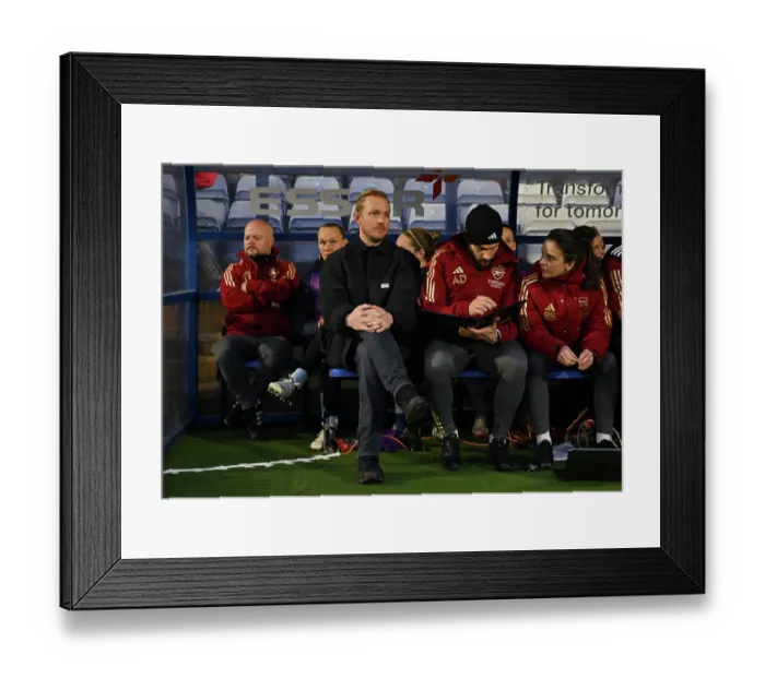 Framed Print : Arsenal's Jonas Eidevall Watches Liverpool vs Arsenal Women's Super League Clash Framed Print : Arsenal's Jonas Eidevall Watches Liverpool vs Arsenal Women's Super League Clash