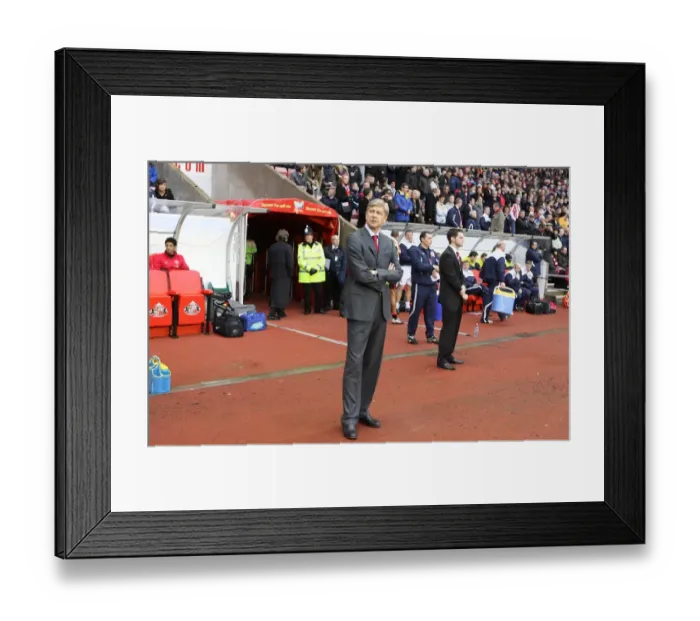 Framed Print : Arsenal manager Arsene Wenger. Sunderland 1: 0 Arsenal, Barclays Premier League Framed Print : Arsenal manager Arsene Wenger. Sunderland 1: 0 Arsenal, Barclays Premier League