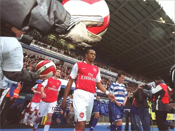 Gilberto (Arsenal) enters the pitch for the start of the match