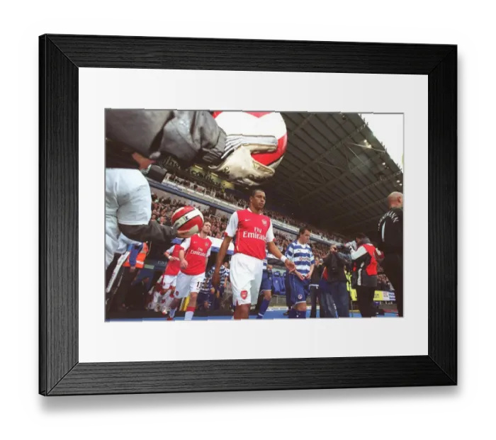 Framed Print : Gilberto (Arsenal) enters the pitch for the start of the match