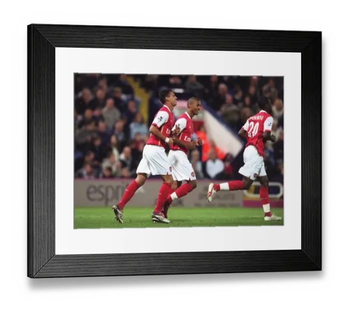 Framed Print : Jeremie Aliadiere celebrates scoring his and Arsenals 2nd goal with Armand Traore