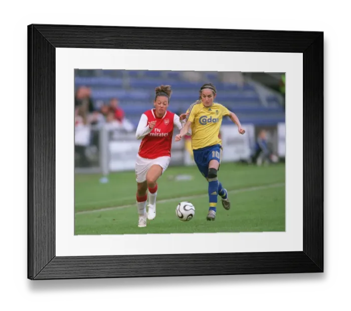 Framed Print : Arsenal vs. Brondby: Lianne Sanderson and Julie Rydahl Bukh in a Thrilling UEFA Women's Cup Semi-Final Clash Framed Print : Arsenal vs. Brondby: Lianne Sanderson and Julie Rydahl Bukh in a Thrilling UEFA Women's Cup Semi-Final Clash