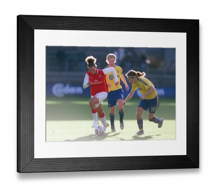 Framed Print : Arsenal vs. Brondby: Sanderson, Bukh, and Dimun in a Thrilling UEFA Women's Cup Semi-Final Clash Framed Print : Arsenal vs. Brondby: Sanderson, Bukh, and Dimun in a Thrilling UEFA Women's Cup Semi-Final Clash