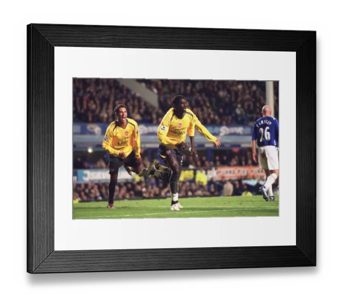 Framed Print : Adebayor's Goal Celebration with Djourou and Aliadiere: Arsenal's 1-0 Win over Everton in Carling Cup Framed Print : Adebayor's Goal Celebration with Djourou and Aliadiere: Arsenal's 1-0 Win over Everton in Carling Cup