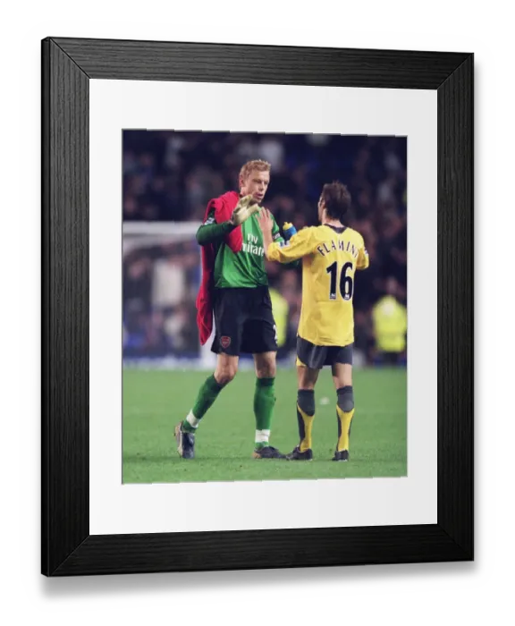 Framed Print : Mart Poom and Mathieu Flamini (Arsenal) at the end of the match Framed Print : Mart Poom and Mathieu Flamini (Arsenal) at the end of the match
