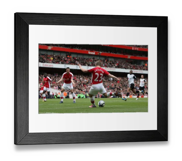 Framed Print : Arshavin Scores First: Arsenal Crushes Fulham 4-0 in Premier League