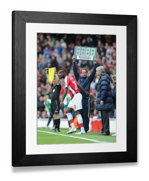 Framed Print : Johan Djourou (Arsenal) comes on as a substitute. Arsenal 4: 0 Fulham, Barclays Premier League Framed Print : Johan Djourou (Arsenal) comes on as a substitute. Arsenal 4: 0 Fulham, Barclays Premier League