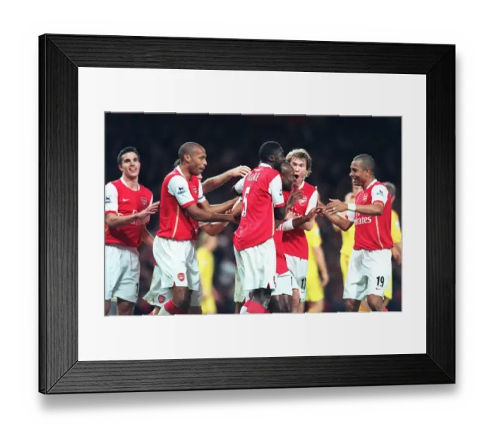 Framed Print : Arsenal Triumph: Gallas, Van Persie, Henry, Toure, Hleb, and Gilberto Celebrate 3:0 Win Over Liverpool Framed Print : Arsenal Triumph: Gallas, Van Persie, Henry, Toure, Hleb, and Gilberto Celebrate 3:0 Win Over Liverpool