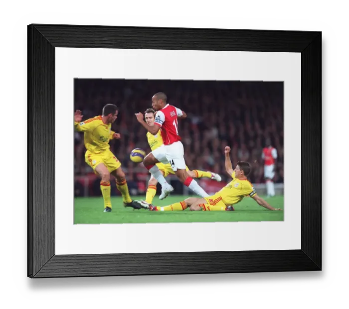 Framed Print : Thierry Henry (Arsenal) Jamie Carragher and Steven Gerrard (Liverpool)