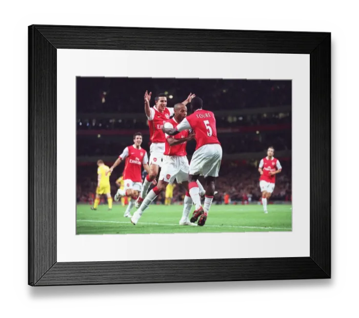 Framed Print : Arsenal's Unforgettable Triumph: Toure, Henry, and van Persie Celebrate a 3:0 Victory Over Liverpool Framed Print : Arsenal's Unforgettable Triumph: Toure, Henry, and van Persie Celebrate a 3:0 Victory Over Liverpool