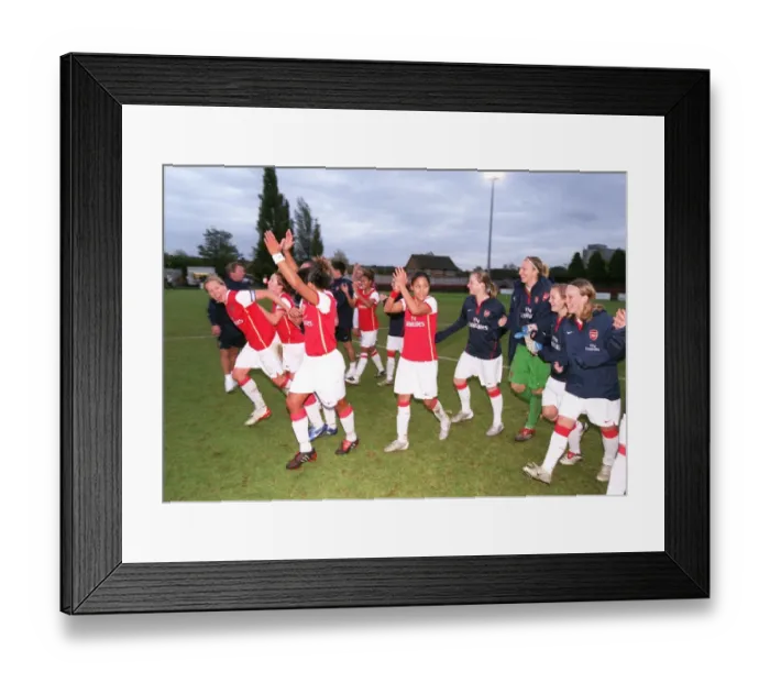 Framed Print : Arsenal Ladies celebrate at the end of the match