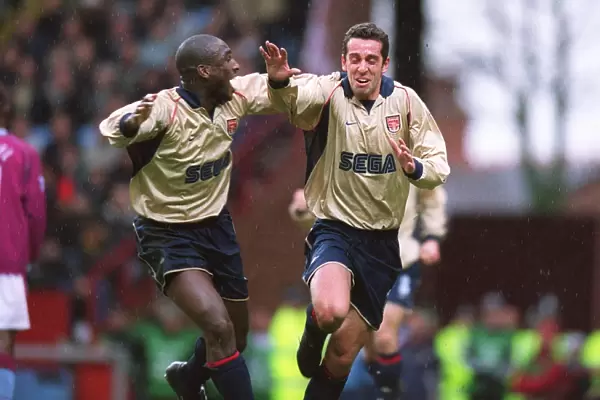 Edu and Sol Campbell: Celebrating Arsenal's First Goal in a 2:1 Victory over Aston Villa, 2002