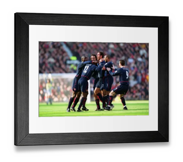 Framed Print : Edu's Historic Goal: Arsenal's Unforgettable 2-0 Victory Over Manchester United in the FA Cup, 2003 (with Sol Campbell, Lauren, Robert Pires, Francis Jeffers, and Ashley Cole)
