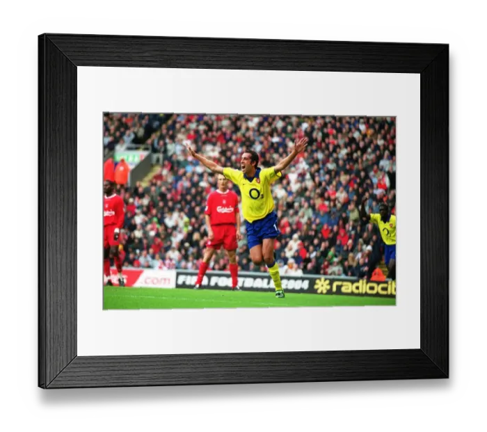 Framed Print : Edu celebrates scoring Arsenals 1st goal Framed Print : Edu celebrates scoring Arsenals 1st goal
