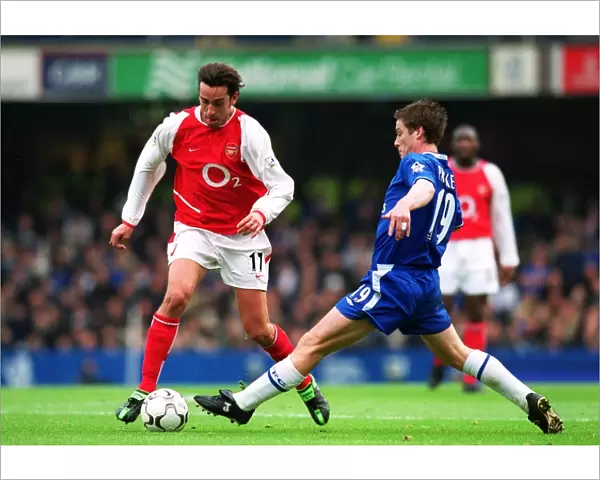 Edu and Scott Parker Clash: Chelsea vs Arsenal, FA Premiership, Stamford Bridge, 21 / 2 / 04