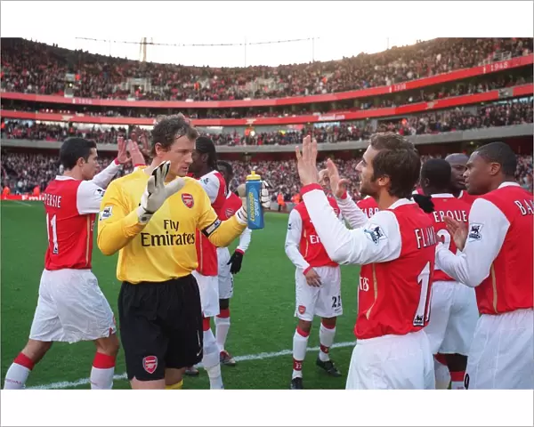 Jens Lehmann and Mathieu Flamini (Arsenal) before the match