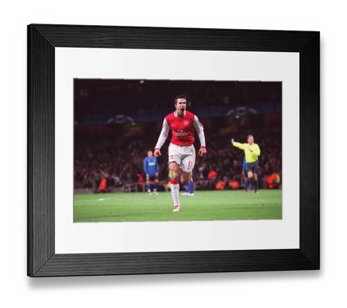 Framed Print : Robin van Persie celebrates Arsenals 1st goal Framed Print : Robin van Persie celebrates Arsenals 1st goal
