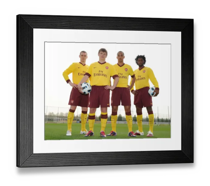 Framed Print : Arsenal Four: Vermaelen, Arshavin, Walcott, Song in New Away Kit