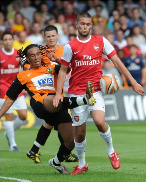 Henri Lansbury (Arsenal) Sam Cox (Barnet). Barnet 0: 4 Arsenal, Pre season friendly
