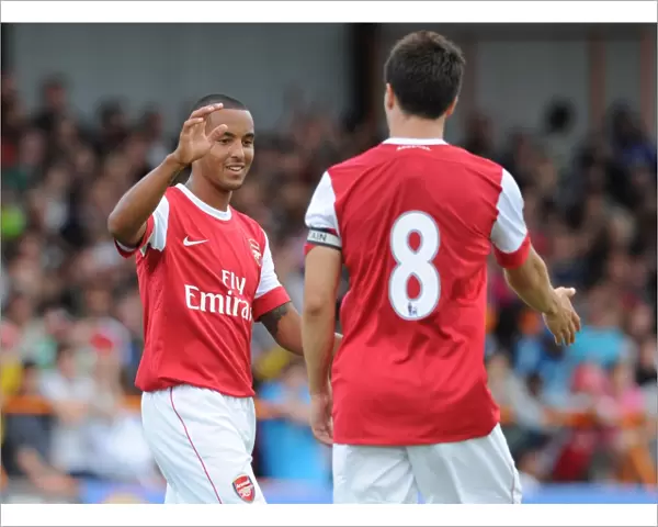 Theo Walcott celebrates with Samir Nasri (Arsenal). Barnet 0: 4 Arsenal