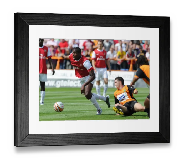 Framed Print : Jay Emmanuel Thomas (Arsenal) Mark Byrne (Barnet). Barnet 0: 4 Arsenal, Pre season friendly