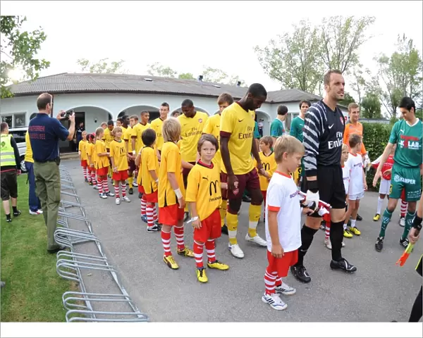 The Arsenla team line up before the match. SC Neusiedl 0: 4 Arsenal, Sportzentrum Neusiedl