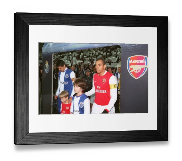 Framed Print : Gilberto (Arsenal) Lucho Gonzalez (Porto) lead out their teams Framed Print : Gilberto (Arsenal) Lucho Gonzalez (Porto) lead out their teams