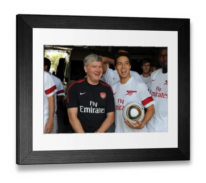 Framed Print : Arsenal assistant manager Pat Rice with Samir Nasri before the match. Legia Warsaw 5 Framed Print : Arsenal assistant manager Pat Rice with Samir Nasri before the match. Legia Warsaw 5