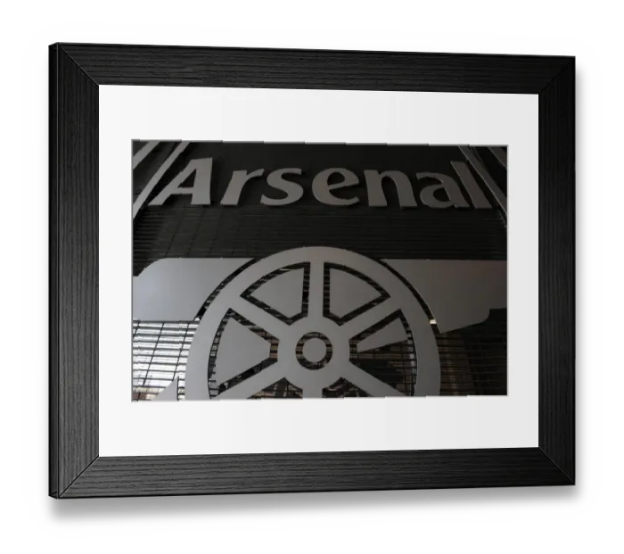 Framed Print : Arsenal crest in the car park. Arsenal 1: 1 AC Milan. Emirates Cup, pre season Framed Print : Arsenal crest in the car park. Arsenal 1: 1 AC Milan. Emirates Cup, pre season