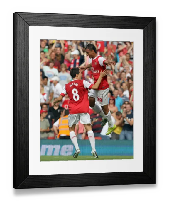 Framed Print : Marouane Chamakh celebrates scoring Arsenals goal with Samir Nasri Framed Print : Marouane Chamakh celebrates scoring Arsenals goal with Samir Nasri