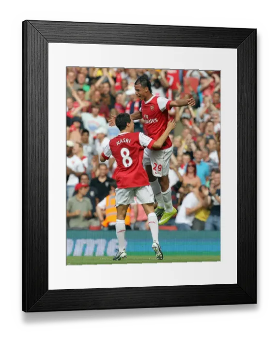 Framed Print : Chamakh and Nasri: Unforgettable Goal Celebration at Emirates Cup 10 Framed Print : Chamakh and Nasri: Unforgettable Goal Celebration at Emirates Cup 10