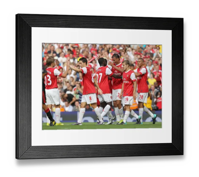 Framed Print : Unforgettable Goal Celebration: Chamakh and Eboue at Emirates Cup (2010)